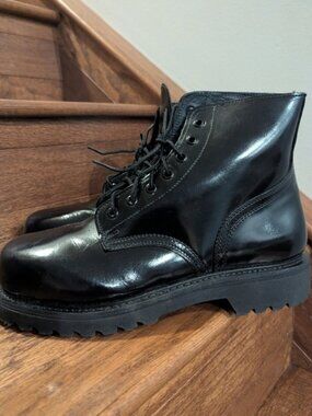 Boulet Black Leather Steel Toe Vibram Sole Military Boot Size 9.5 265-96